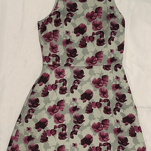 Banana Republic Watercolor Floral Fit & Flare Dress - Sage & Plum - Size 8 - Picture 5 of 6